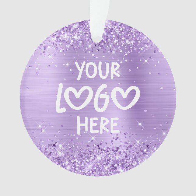 Holiday Glittery Lavender Faux Foil Business Logo Ornament (Vorderseite)