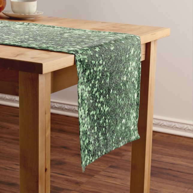 Holiday Glitzer Green Bling Funkelnd Chic Kurzer Tischläufer (Beispiel)