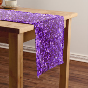 Holiday Glitzer Lila Bling Funkelnd Chic Kurzer Tischläufer