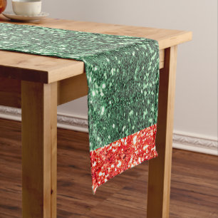 Holiday Glitzer Red Green Bling Funkelnd Chic Kurz Kurzer Tischläufer