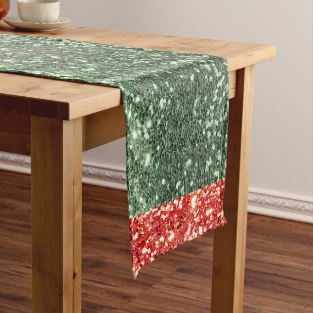 Holiday Glitzer Red Green Bling Funkelnd Chic Kurzer Tischläufer (Beispiel)