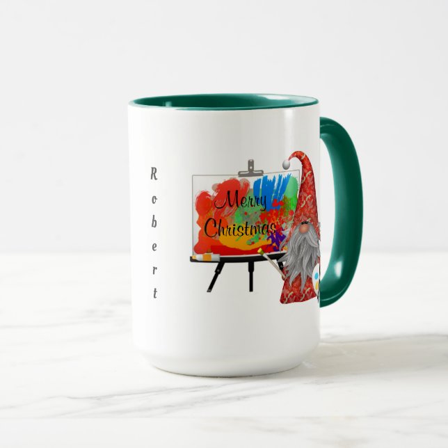 Holiday Gnome Artist Personalisiert Tasse (VorderseiteRechts)