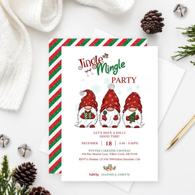 Holiday Gnomes Weihnachts-Party Einladung (Holiday Gnomes Christmas Party Invitation)