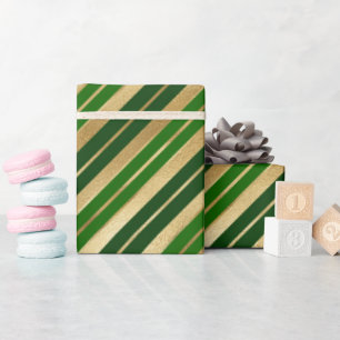 Holiday Gold Found Green Christmas Streifen Geschenkpapier