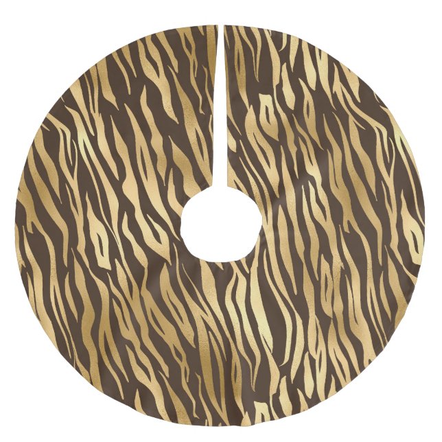 Holiday Gold Tiger Elegante Polyester Weihnachtsbaumdecke (Vorderseite)