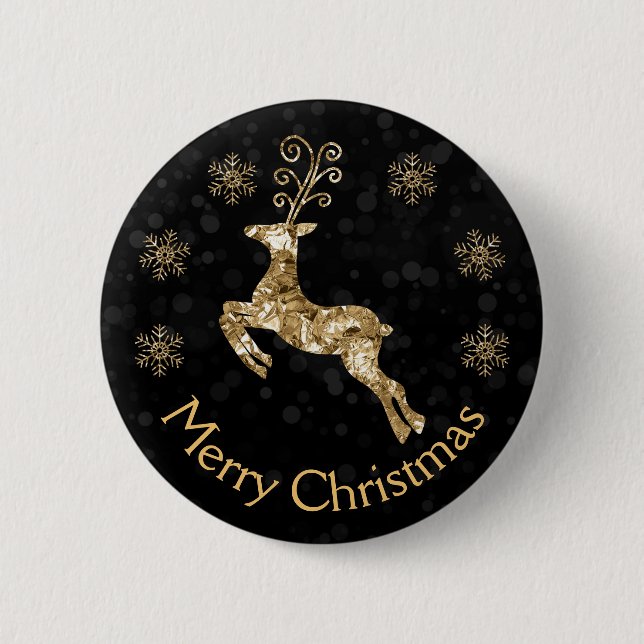 Holiday Gold zerbröckelt Foil Weihnachtsmann Button (Vorderseite)