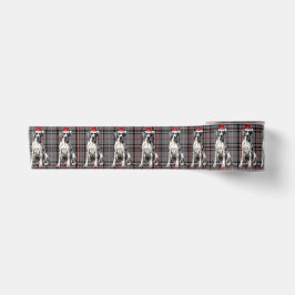 Holiday Great Dane Hund auf Red and Gray Kariert Satinband