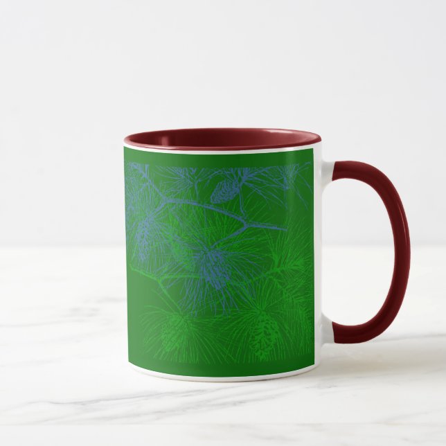 Holiday Green Blue Pine Muster Tasse (Rechts)
