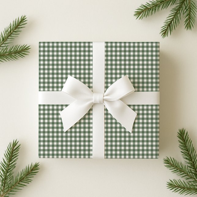 Holiday Green Gingham Wrapping Paper Geschenkpapier (Von Creator hochgeladen)