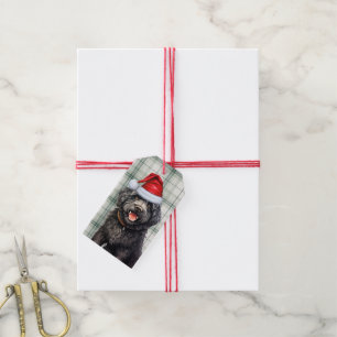 Holiday Green Kariert Barbet Dog Weihnachten Geschenkanhänger