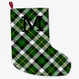 Holiday Green Kariert Monogram Erstfestlicher Spaß Großer Weihnachtsstrumpf