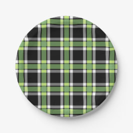 Holiday Green und Black Moderne Weihnachten Karier Pappteller