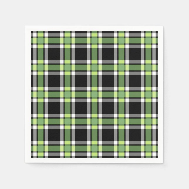 Holiday Green und Black Moderne Weihnachten Karier Serviette (Vorderseite)