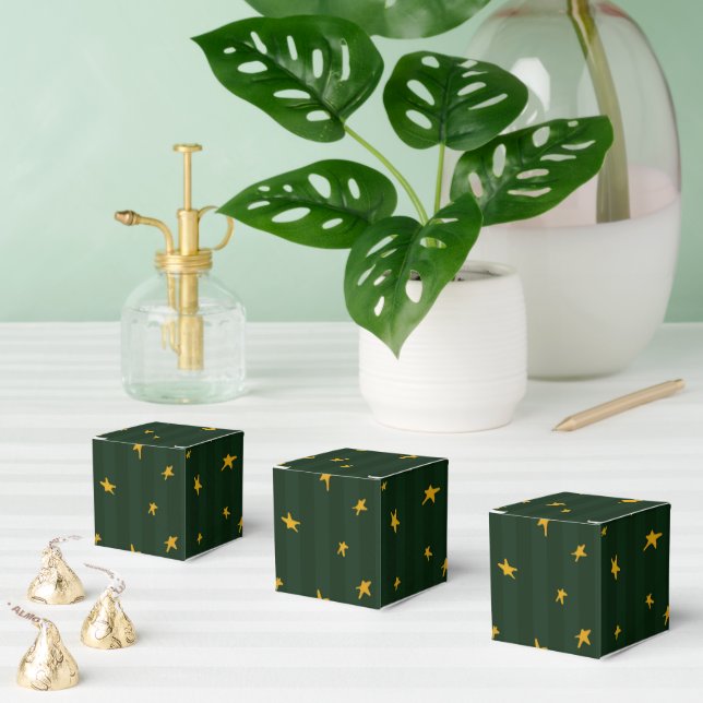 Holiday Green Yellow Star Stripe Christmas Geschenkschachtel (Zahlreiche)
