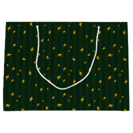 Holiday Green Yellow Star Stripe Christmas Große Geschenktüte