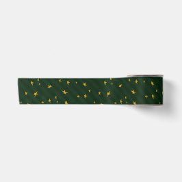 Holiday Green Yellow Star Stripe Christmas Satinband