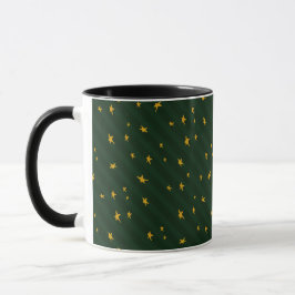 Holiday Green Yellow Star Stripe Christmas Tasse