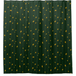 Holiday Green Yellow Stripe Star Christmas  Duschvorhang