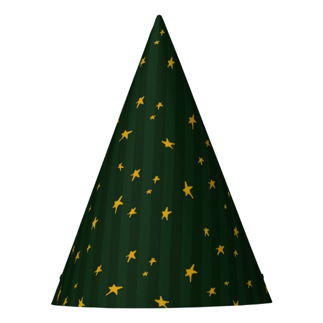 Holiday Green Yellow Stripe Star Christmas  Partyhütchen (Vorderseite)