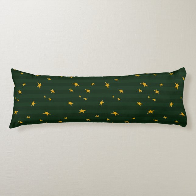 Holiday Green Yellow Stripe Star Christmas  Seitenschläferkissen (Vorderseite)