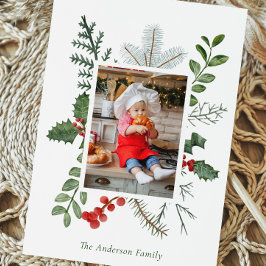 Holiday Greenery & Berry Foto Weihnachten Postkart