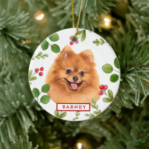 Holiday Greenery Dog's Foto Keramik Ornament