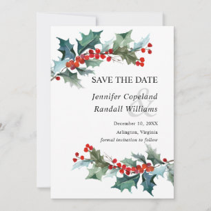 Holiday Greenery Save the Date Card