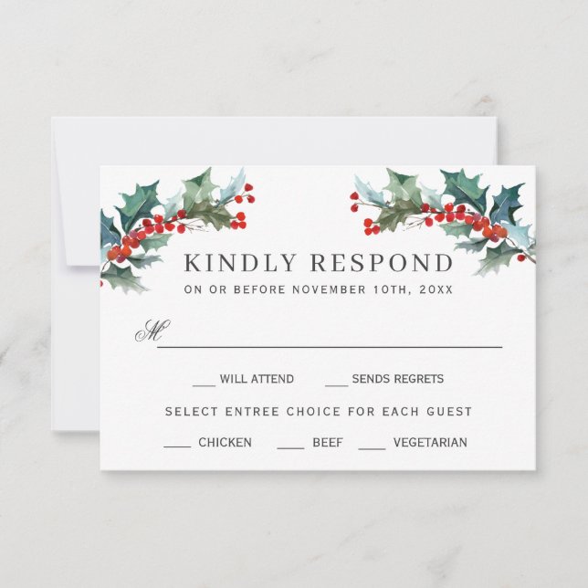 Holiday Greenery UAWG Watercolor RSVP Karte (Vorderseite)