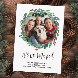 Holiday Greenery Wreath Custom Foto Moving Begleitkarte