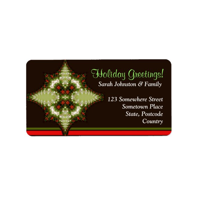 Holiday Greetings Fraktal Emblem Adressaufkleber (Vorne)