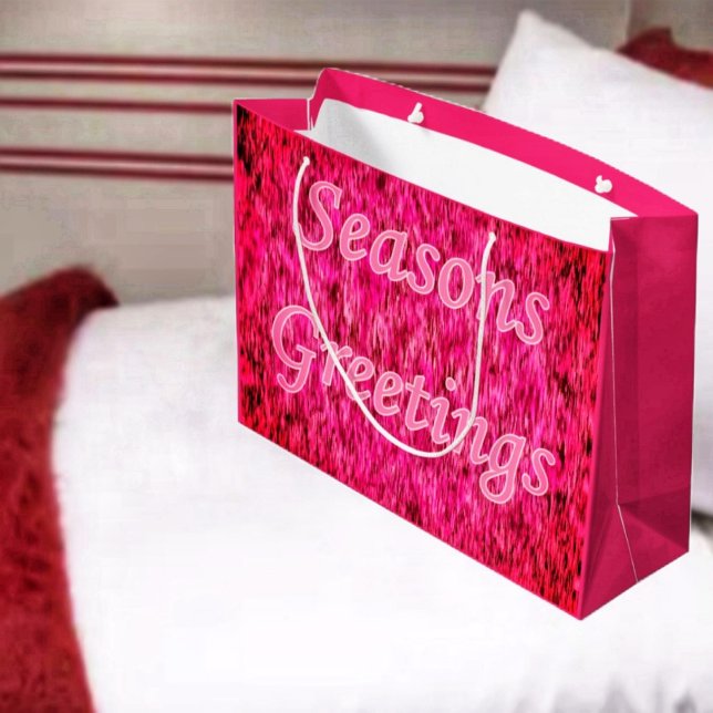 Holiday Greetings In Pink Große Geschenktüte (The vibrant colors, of pink and red, gives a unique, look to this holiday gift bag!
)