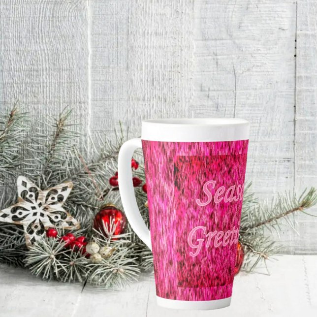 Holiday Greetings Milchtasse (Celebrate the holidays in vibrant, shaded pink, on a latte mug!)