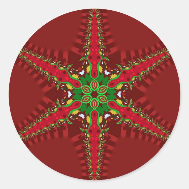 Holiday Greetings Red Star Runder Aufkleber (Vorderseite)