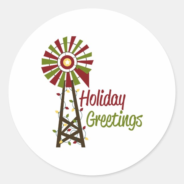 Holiday Greetings Runder Aufkleber (Vorderseite)