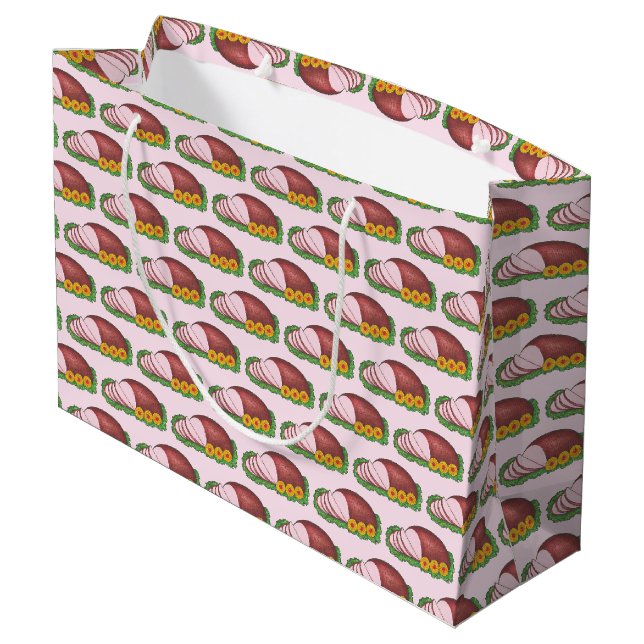 Holiday Ham Weihnachtsabend Feinschmecker Hams Ges Große Geschenktüte (Rückseite Schrägansicht)