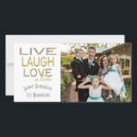 Holiday Hanukkah Card "Love a Latke" Foto Feiertagskarte<br><div class="desc">Holiday, Hanukkah Foto Card, "Live Lagh Liebe a Latke" Glossy, Fotokarte mit weißem Umschlag. Personalisieren Sie, indem Sie Fotos und Formulierungen ersetzen, "Happy Hanukkah, The Blumbergs" Anpassen Sie die Formulierung durch die Wahl Ihres bevorzugten Schriftartes Stil, Farbe und Größe. Danke, dass du angehalten und eingekauft hast! Viel geschätzt. Happy Hanukka!...</div>