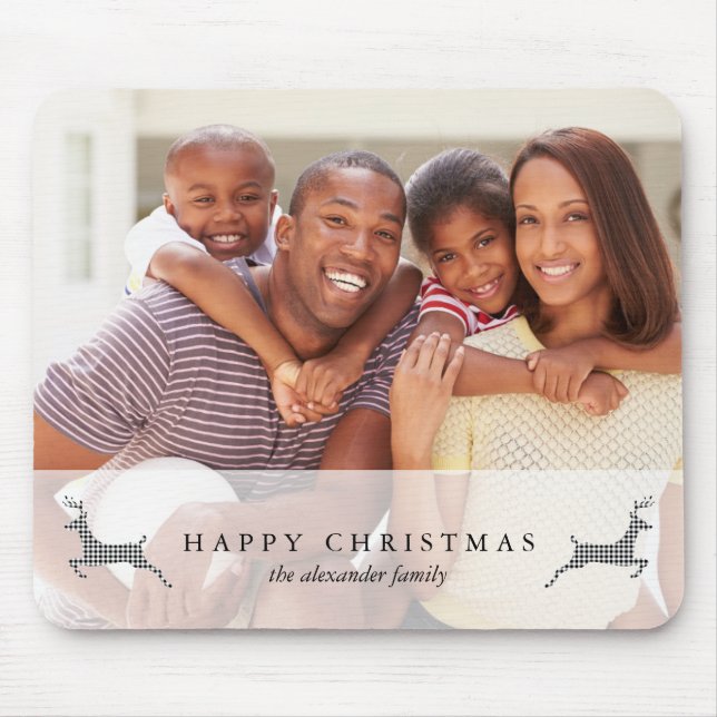 Holiday Happy Christmas Rustic Deer Foto Mousepad (Vorne)