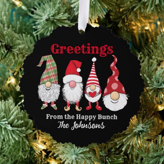 Holiday happy gnomes fun niedlich Family Ornament Karte (Insitu (Baum))
