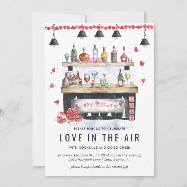 Holiday Happy Hour | Valentine Cocktail Party Einladung (Vorderseite)