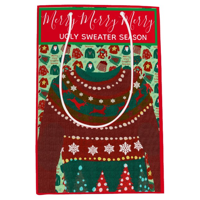 Holiday hässlicher Pullover nach Kundenwunsch Gesc Mittlere Geschenktüte (Vorderseite)