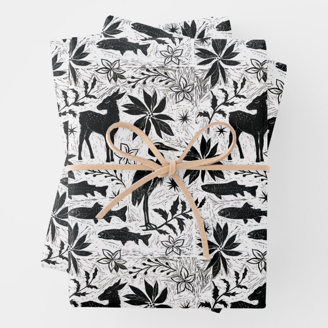 Holiday Heron and Deer Geschenkpapier Set (Beispiel)
