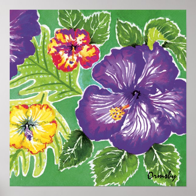Holiday Hibiskus Green Poster (Vorne)
