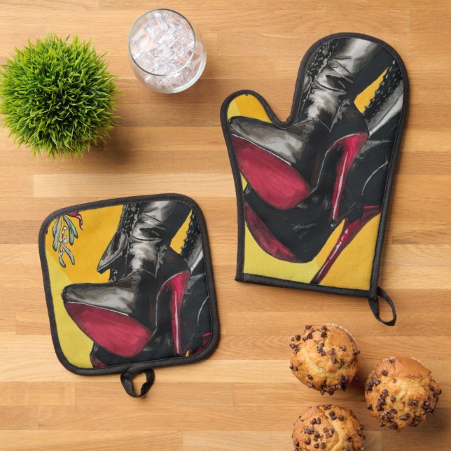"Holiday Hijinks, der Geschmack war sauer" Gemälde Ofenhandschuh & Topflappen-Set (Oben Unten)