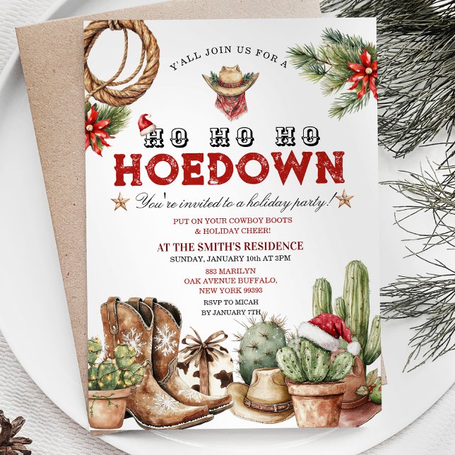 Holiday Hoedown Cowboy Invitation de la fête de No (Créateur téléchargé)