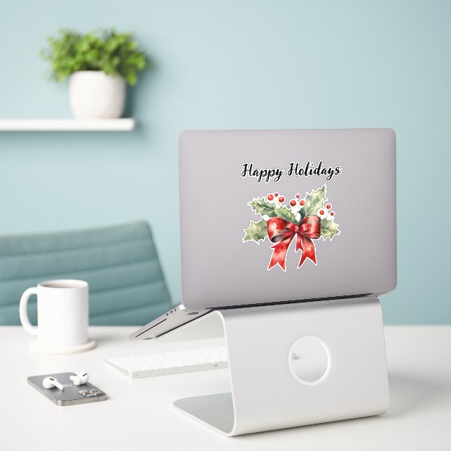 Holiday Holly Aufkleber (Laptop auf Schreibtisch)