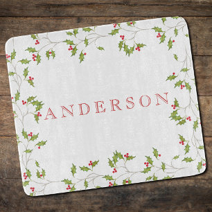 Holiday Holly Editable Cutting Board Schneidebrett