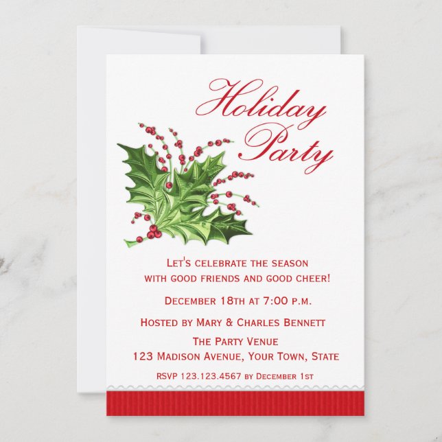 Holiday Holly, Feiertagseinladung Einladung (Vorderseite)