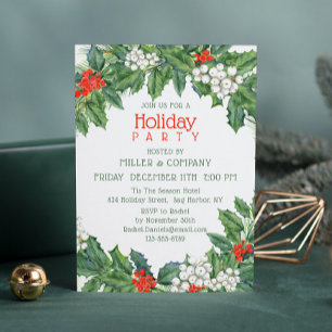 Holiday Holly Floral Corporate Weihnachten Party Einladung