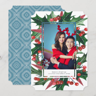 Holiday Holly Foto Frame Personalisiert Feiertagskarte