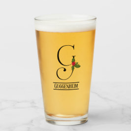 Holiday Holly Monogram G Personalisiert Beer Glas